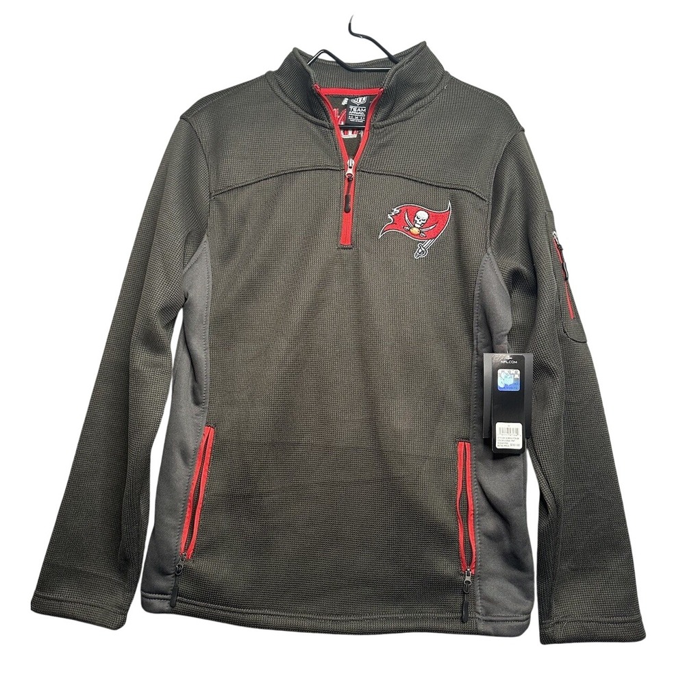 Tampa Bay Buccaneers Sweater Mens Large Gray 1/4‎ Zip NFL Football Long Sleeve M